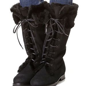 Sarah Flint Cortina Suede Fur-lined tie up boots
